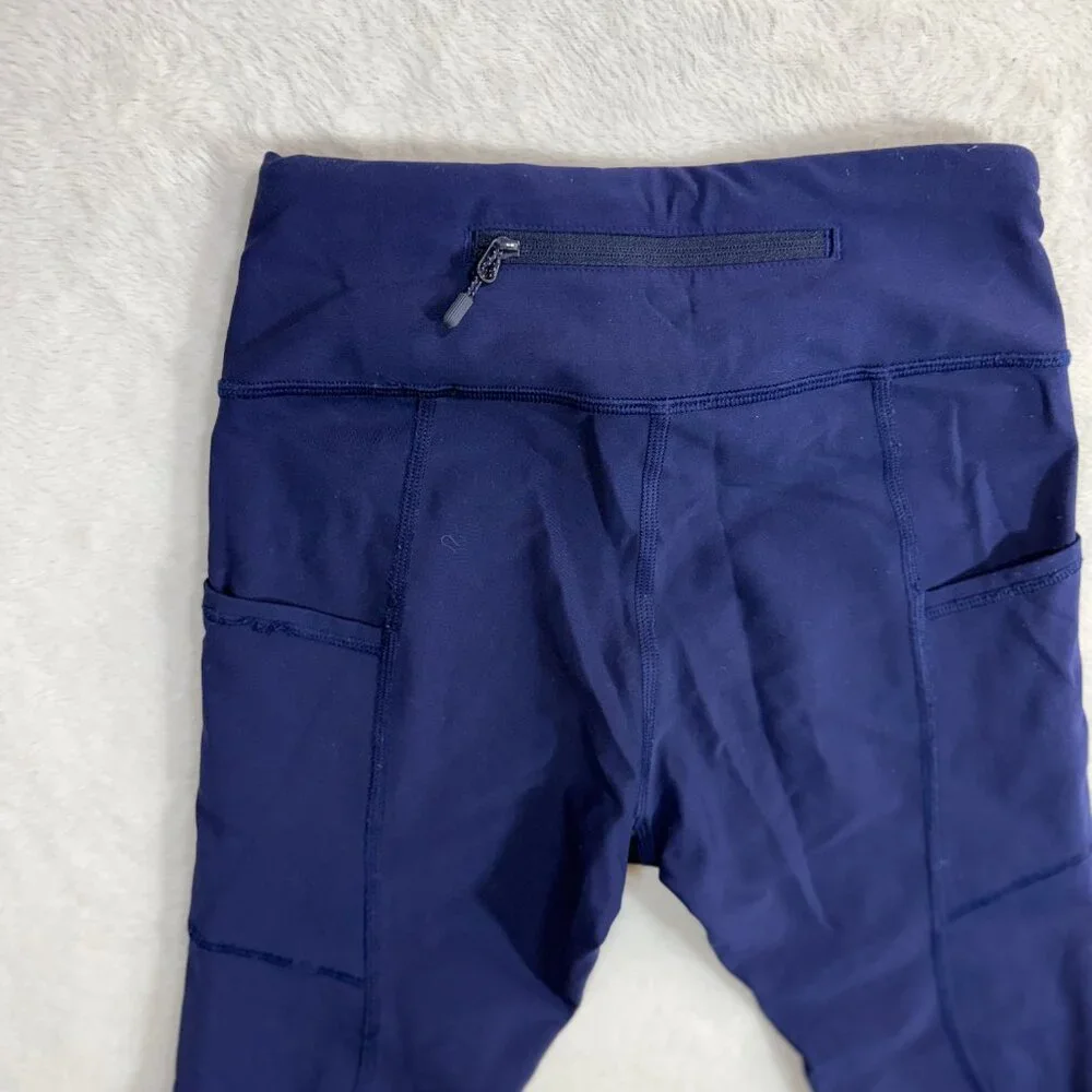 Lululemon XS Tight Stuff Navy Blue Reflective Running Night Ankle Legging‎ Gym